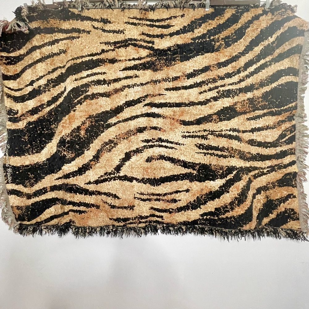 RAYMOND WAITES Animal Print Zebra Stripe Chenille Tapestry